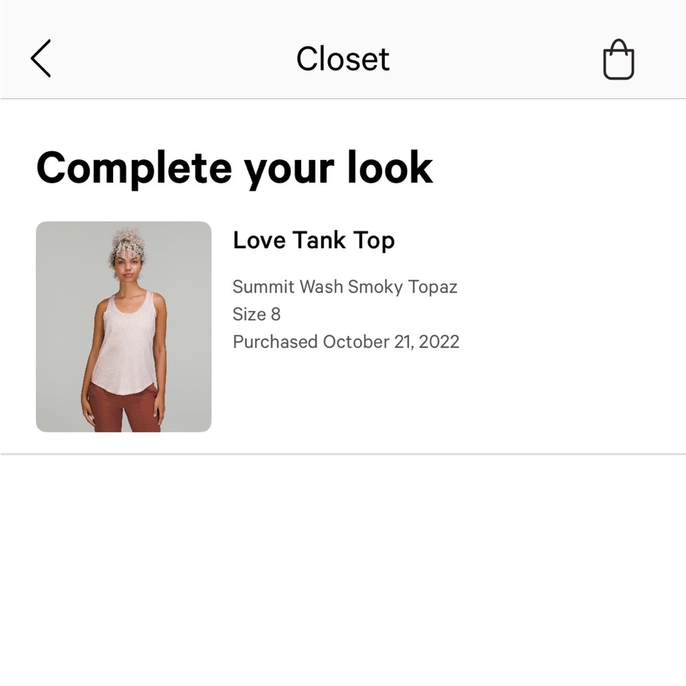 Lululemon Love Tank Top Summit Wash Smoky Topaz Size 8 - Picture 4 of 4